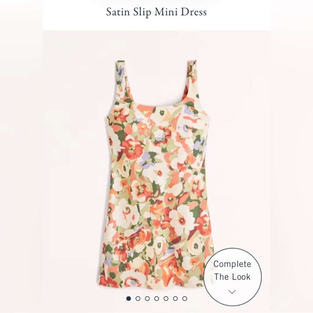 NEW Abercrombie & Fitch Green Floral Satin Slip Mini Dress XL